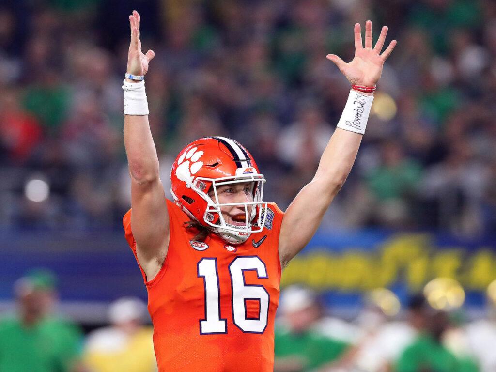 Trevor Lawrence signaling touchdown.